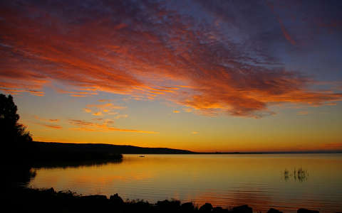 felhő naplemente tó
