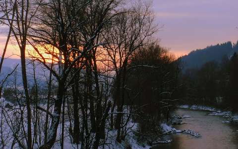 folyó naplemente tél