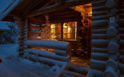 ház karácsonyfa faház címlapfotó karácsony tél kék óra