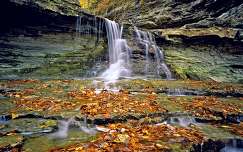 vízesés ősz kövek és sziklák levél patak