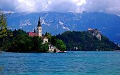 szlovénia hegy templom alpok bledi-tó tó