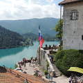 Kilátás a Bledi várból a tóra,Szlovénia