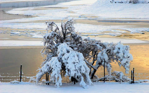 folyó naplemente tél