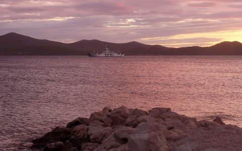 Horvátország, Zadar, tengerpart, naplemente