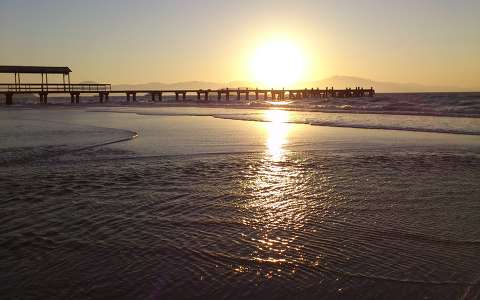 naplemente stég és móló tenger tengerpart