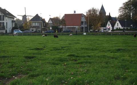 Vieuw at Santpoort-North, Mill and Churchtower, North-Holland