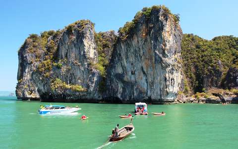 csónak címlapfotó kövek és sziklák thaiföld