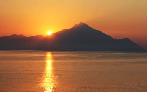 Görögország, napfelkelte, Sarti, Athos