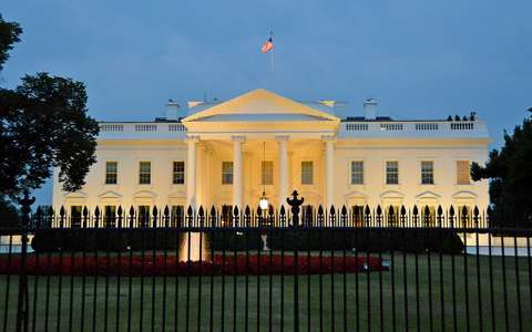 The White House by night, Washington, USA