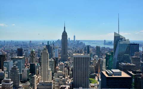 panoráma a Rockefeller Centerből, New York, USA