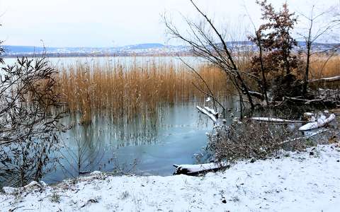 Januári tél Balatonfűzfőn.