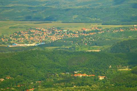 Mátra, panoráma, dombvidék, falu, erdő