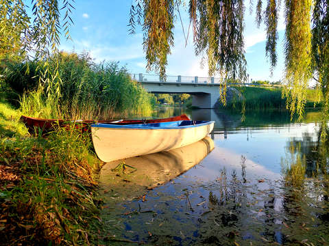 csónak híd nyár tükröződés