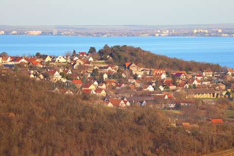 Balaton, panoráma, domb, falu