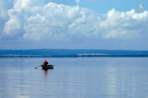 balaton, tó, csónak, felhő
