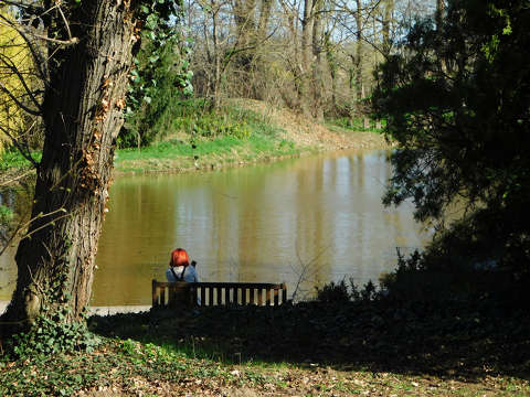 Nádasdy-kastélypark - Nádasdladány, Padon ülő ember