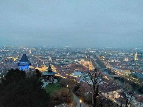 Graz, Schlossberg várnegyedből kilátás a városra