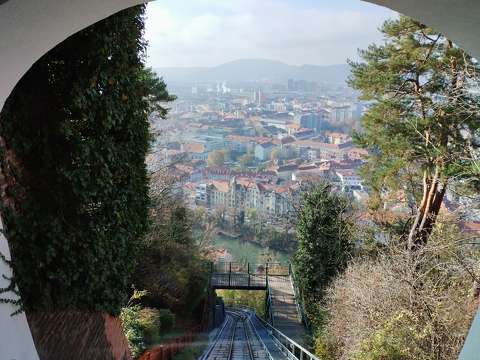 Graz, sikló kilátás a városra