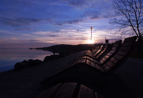 Balaton, Almádi, Strand, Naplemente