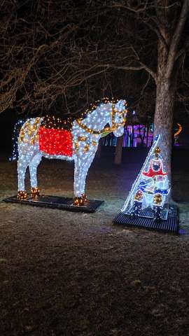 Lumina Park, Budapest, Margitsziget, fények, harcos, ló