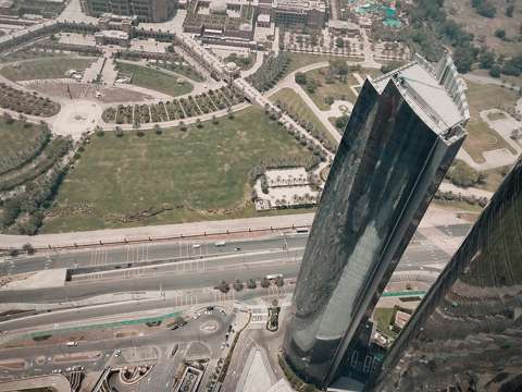 Abu Dhabi, Etihad torony, kilátás a 74. emeletről