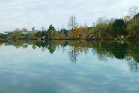 Veszprém-Kádárta, Horgásztó, ősz, tükröződés