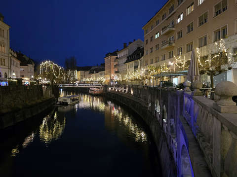 Szlovénia, Ljubljana, téli világítás