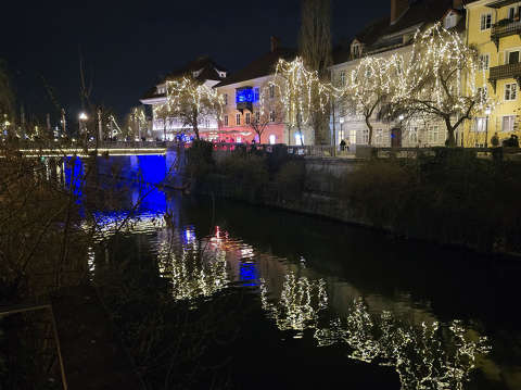 Szlovénia, Ljubljana, téli világítás