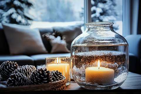 gyertya karácsonyi dekoráció toboz