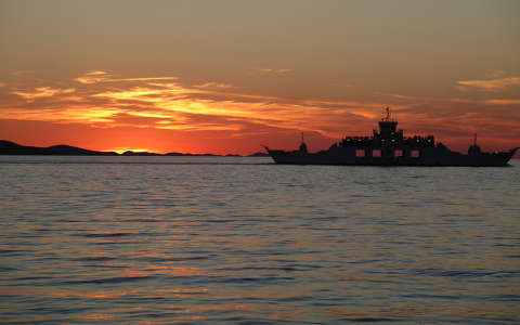 hajó horvátország naplemente tenger