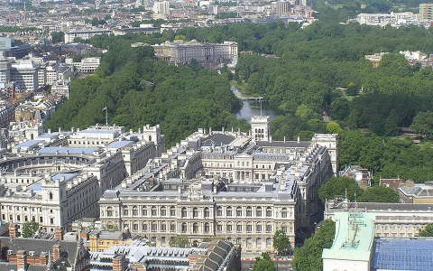 London,Regent park, középen a parkban a Buckingham palota látképe a London Eye-ból