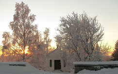 naplemente kerítés templom fa tél