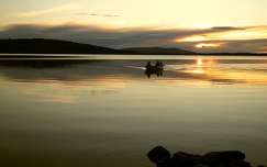 Lappföld, Finnország, tó, naplemente