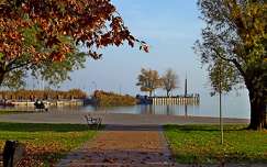 kikötő, balatonalmádi, park, ősz