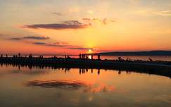 Balatonfenyves, kikötő, naplemente