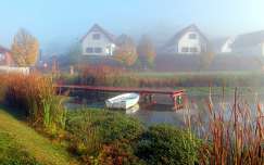 köd, csónak, móló, magyarország