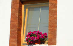 Virágdekoráció az ablakban