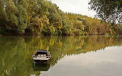 csónak ősz erdő tükröződés