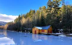 ház faház címlapfotó tükröződés erdő tó tél