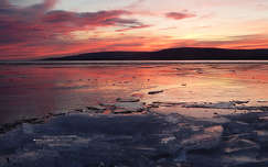 Balaton, jég, naplemente