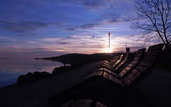 Balaton, Almádi, Strand, Naplemente