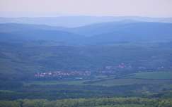 Falu, völgy, panoráma