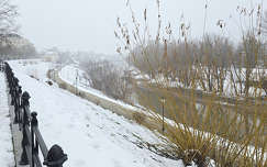 Baja, Sugovica, töltés, tél, hó, köd