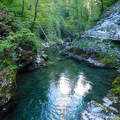 A Vintgar-szurdok a Radovna folyóval - Szlovénia legmagasabb folyami zuhataga.