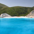 Kefalonia, Sziget, Görögország, Nyár, Tengerpart, Öböl, Hegy, Napozók