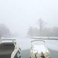 Balatonfűzfő, kikötő, köd, jég